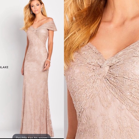 Cameron Blake by MonCheri Off the shoulder front knot gown - Picture 1 of 8